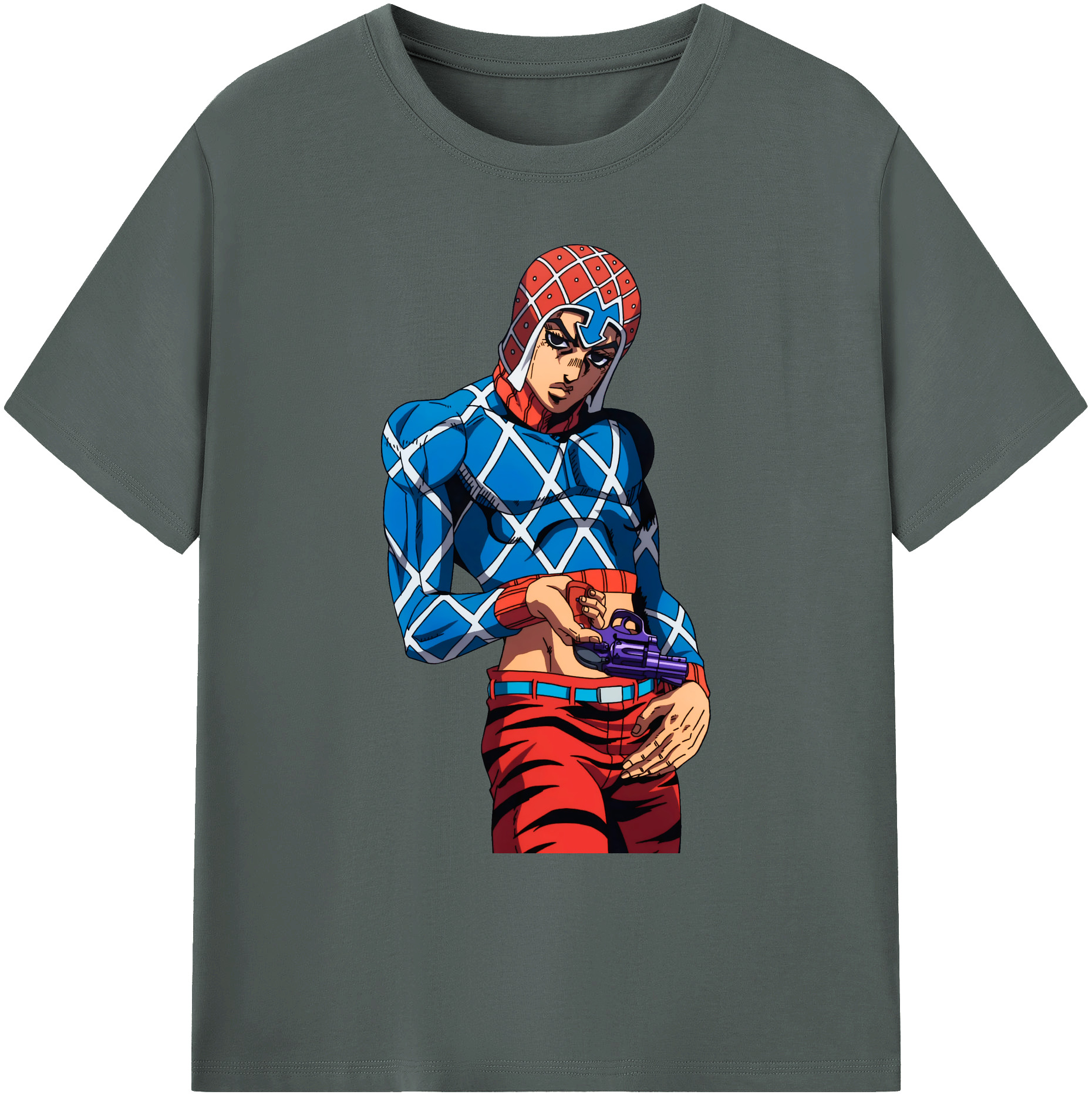 （画像用） ジョジョの奇妙な冒険 グイード?ミスタ JoJo's Bizarre Adventure Guido Mista 綿100％ メンズ半袖Tシャツ｜肌触りやわらか＆通気性